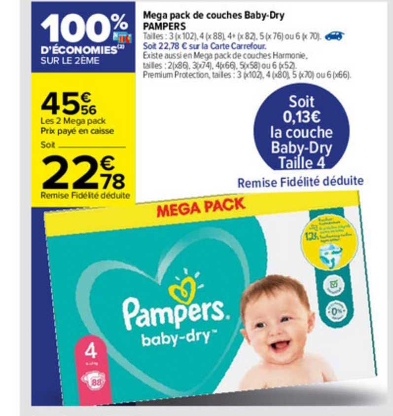 mega pack de couches baby-dry pampers
