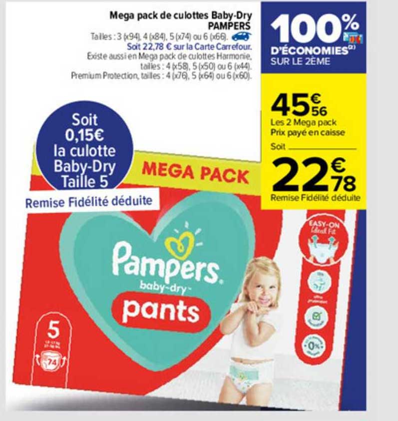 mega pack de culottes baby-dry pampers