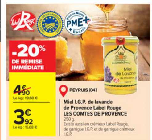 miel i.g.p. de lavande de provence label rouge les comtes de provence