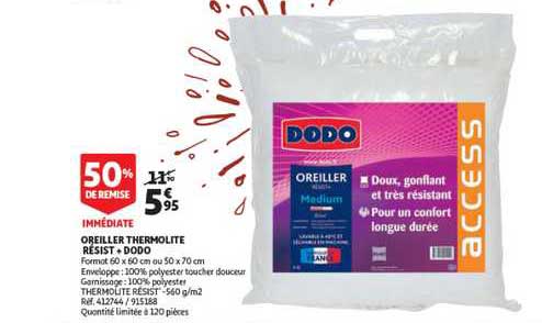 Oreiller Thrmolite Résist + Dodo