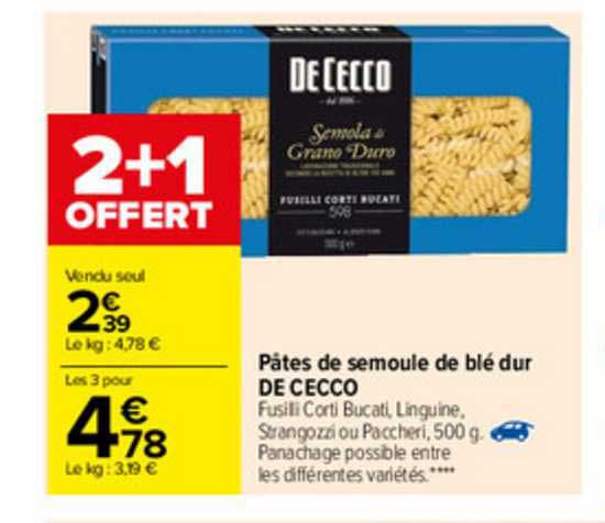 Pâtes De Semoule De Blé Dur De Cecco