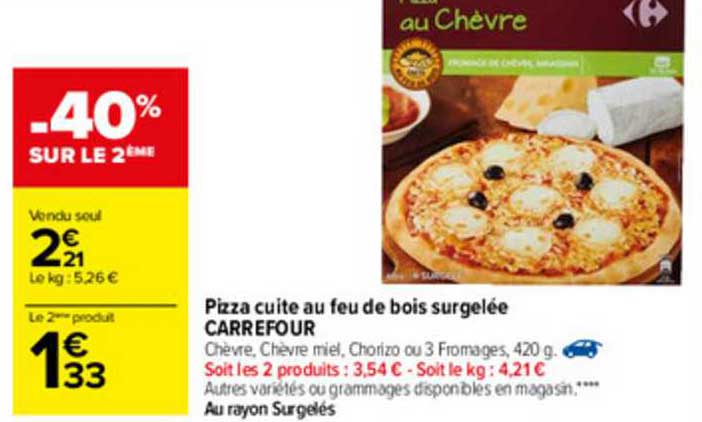 Pizza Cuite Au Feu De Bois Surgelée Carrefour