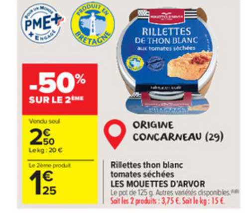 rillettes thon blanc tomates séchées les mouettes d'arvor