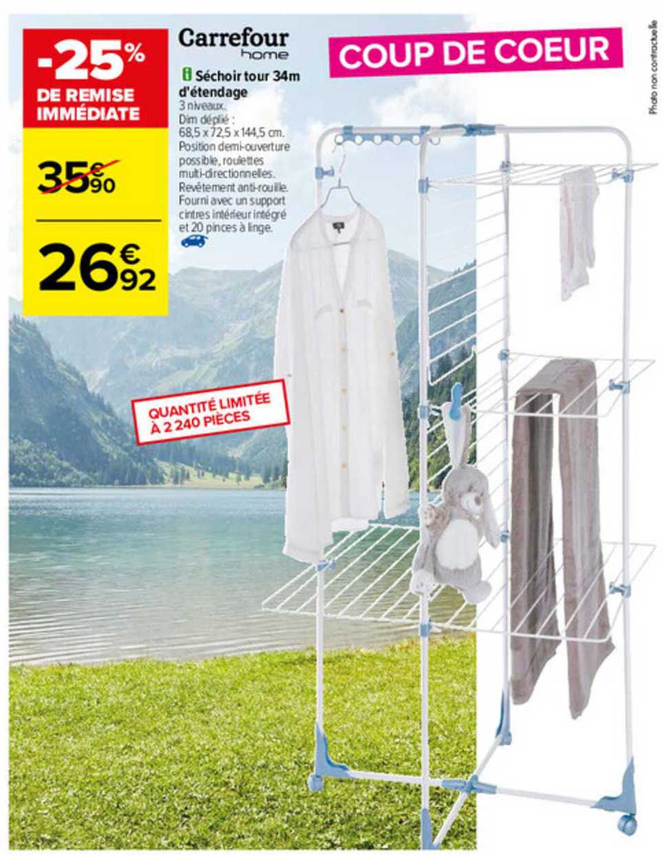 séchoir tour 34 cm d'étendage carrefour home