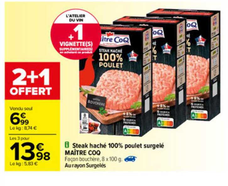 Steak Haché 100% Poulet Surgelé Maître Coq