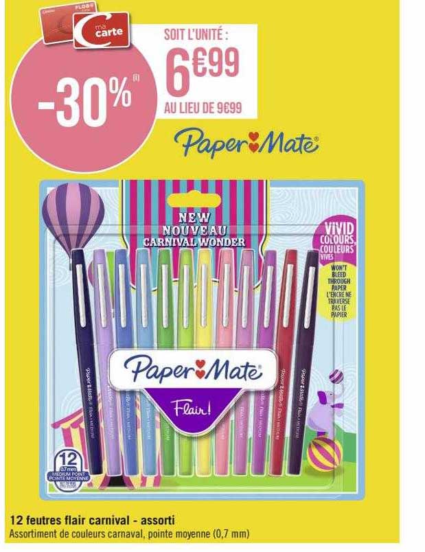 12 feutres flair carnival - assorti paper mate