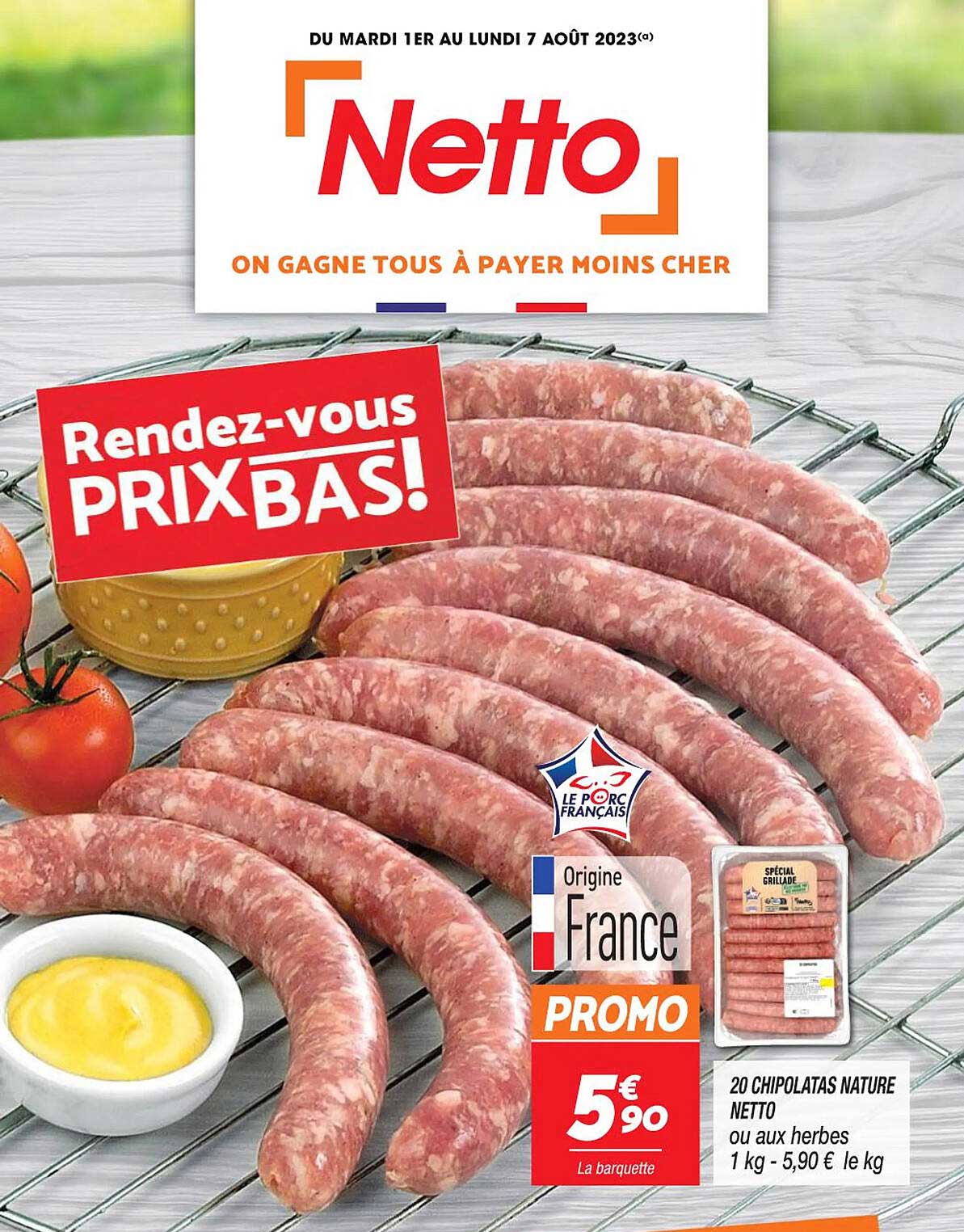 20 Chipolatas Nature Netto