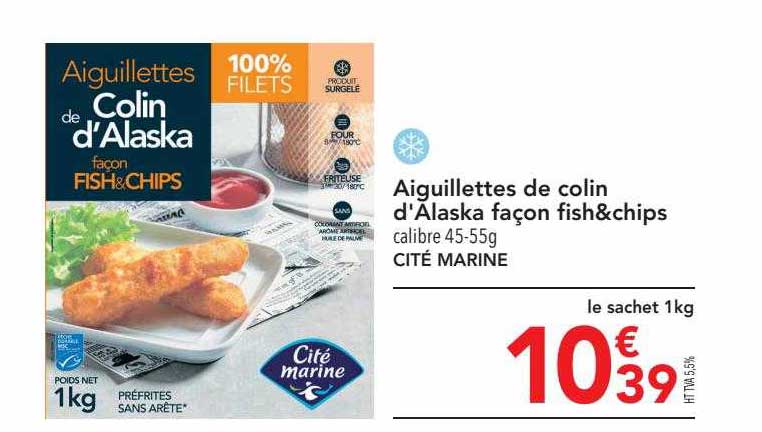 aiguillettes de colin d'alaska façon fish&chips cité marine