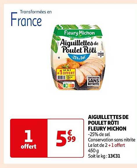 aiguillettes de poulet rôti fleury michon