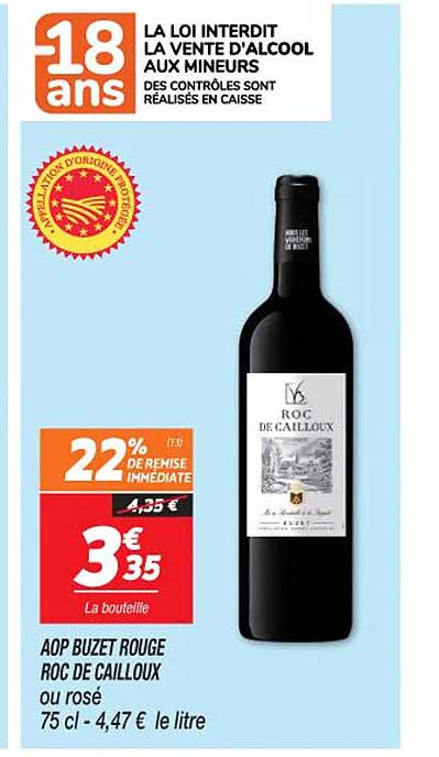 aop buzet rouge roc de cailloux ou rosé