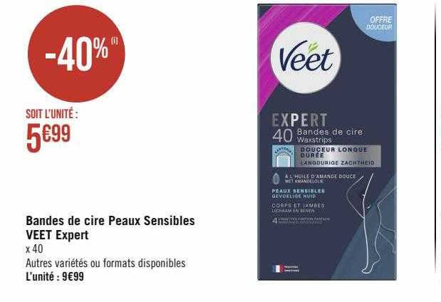 bandes de cire peaux sensibles veet expert
