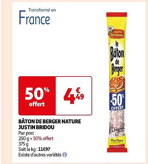 bâton de berger nature justin bridou