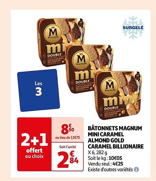 Bâtonnets Magnum Mini Caramel Almond Gold Caramel Billionaire