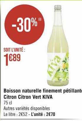 Boisson Naturelle Finement Pétillante Citron Citron Vert Kiva