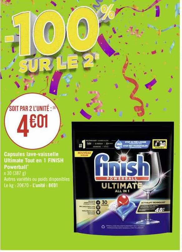 capsules lave-vaisselle ultimate tout en 1 finish powerball