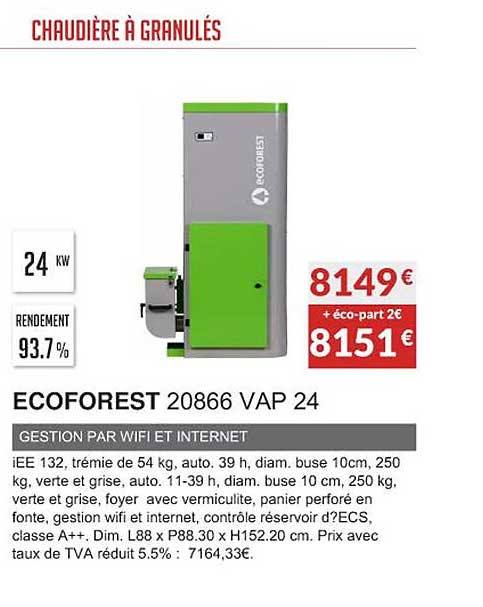 chaudière à granulés ecoforest 20866 vap 24
