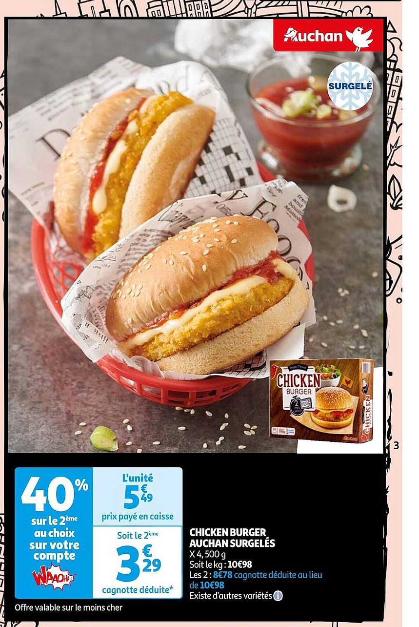 chicken burger auchan surgelés