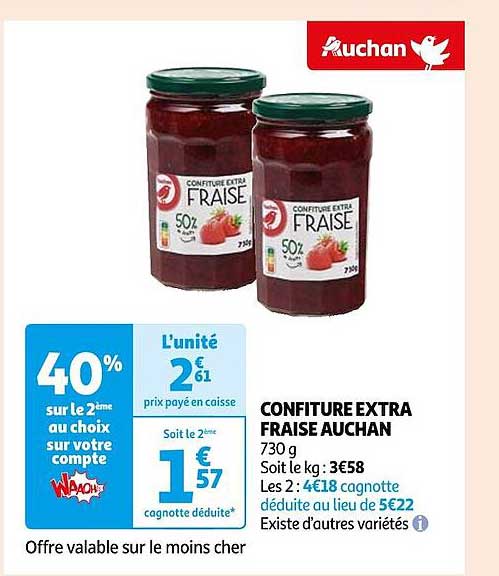 Confiture Extra Fraise Auchan