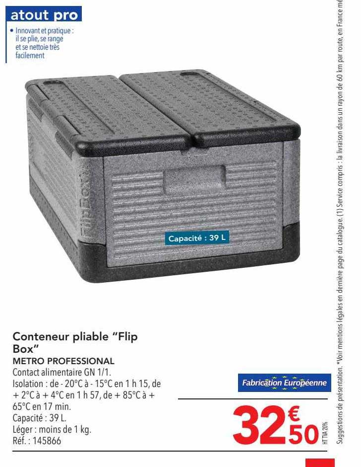 Conteneur Pliable "flip Box" Metro Professional