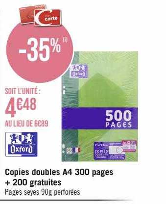 copies doubles a4 300 pages + 200 gratuites