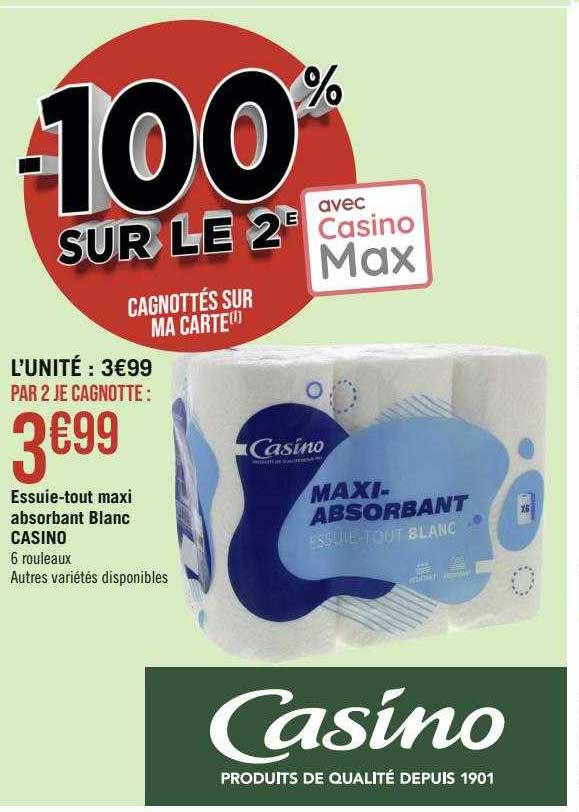 essuie-tout maxi absorbant blanc casino