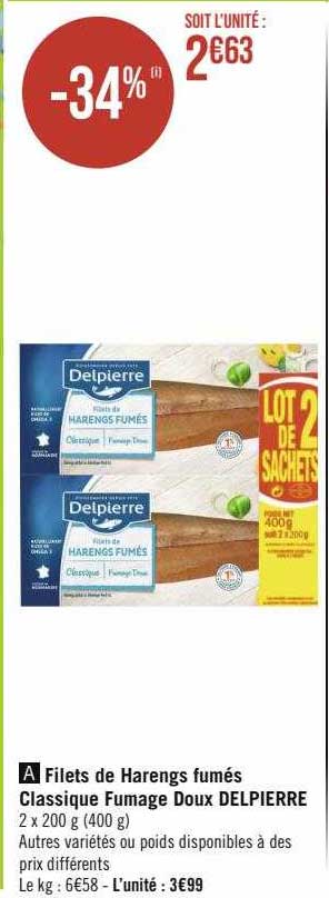 filets de harengs fumés classique fumage doux delpierre