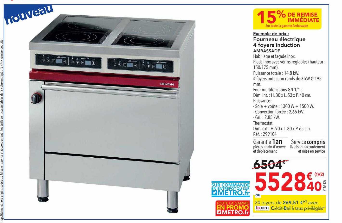 fourneau électrique 4 foyers induction ambassade