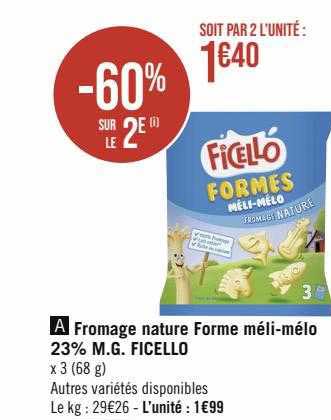 fromage nature forme méli-mélo 23% m.g. ficello