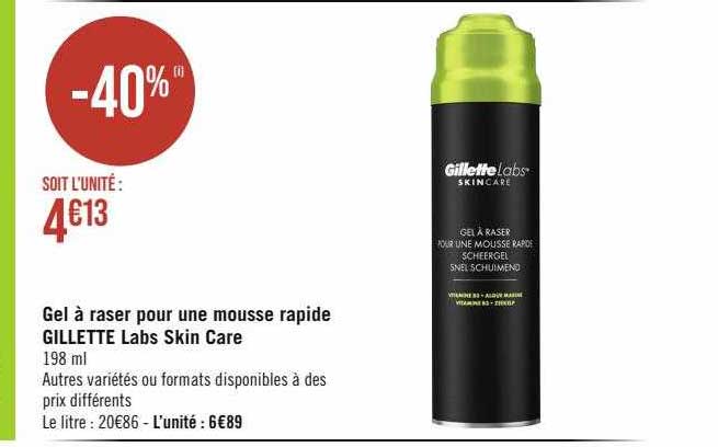 gel à raser pour une mousse rapide gillette labs skin care