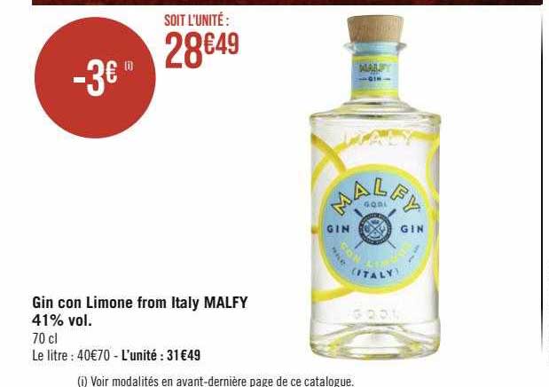 gin con limone from italy malfy 41% vol.