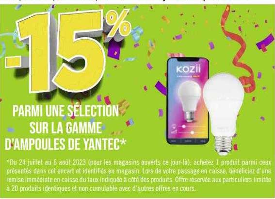 la gamme d'ampoules de yantec