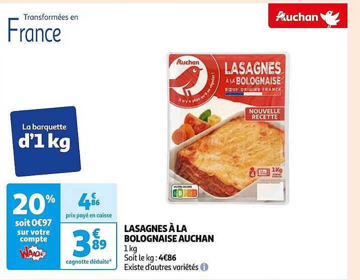 Lasagnes à La Bolognaise Auchan