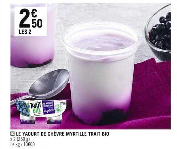 le yaourt de chèvre myrtille trait bio