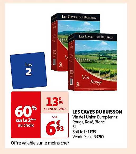 les caves du buisson vin de l'union européenne rouge, rosé, blanc