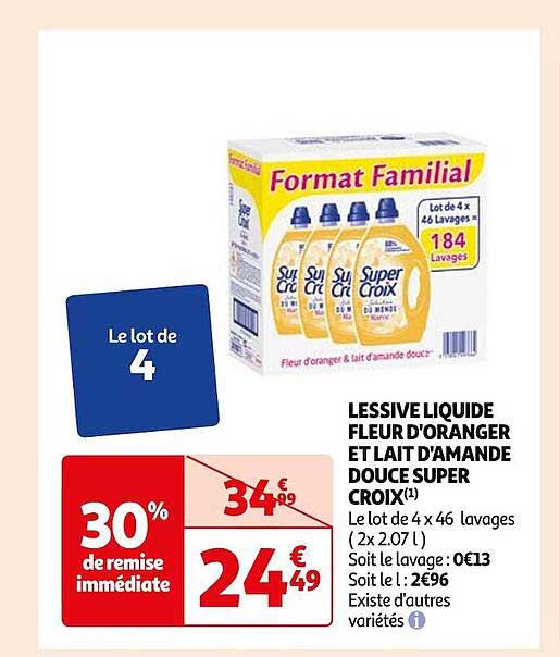 lessive liquide fleur d'oranger et lait d'amande douce super croix