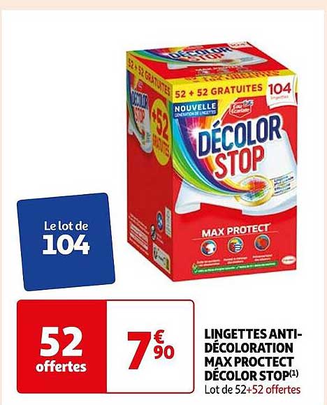 lingettes anti-décoloration max protect décolor stop