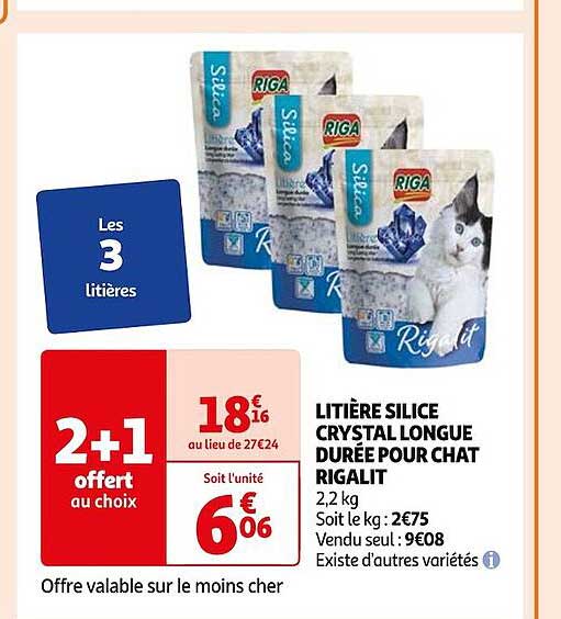 litière silice crystal longue durée pour chat rigalit