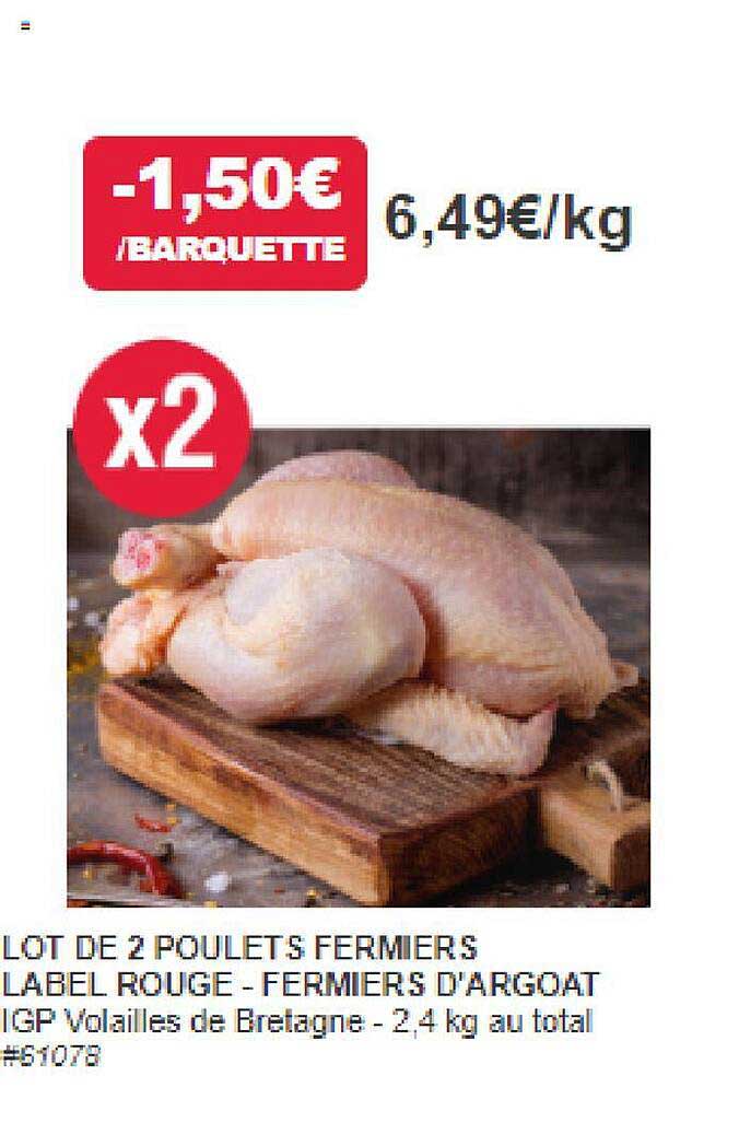 lot de 2 poulets fermiers label rouge - fermiers d'argoat
