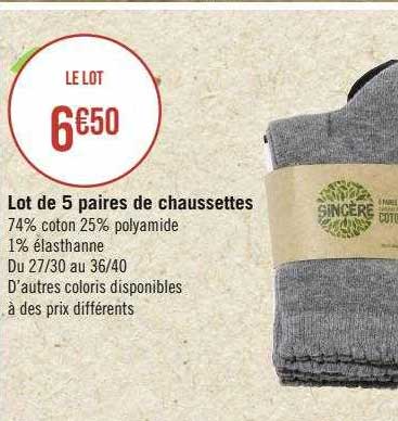 Lot De 5 Paires De Chaussettes Sincère