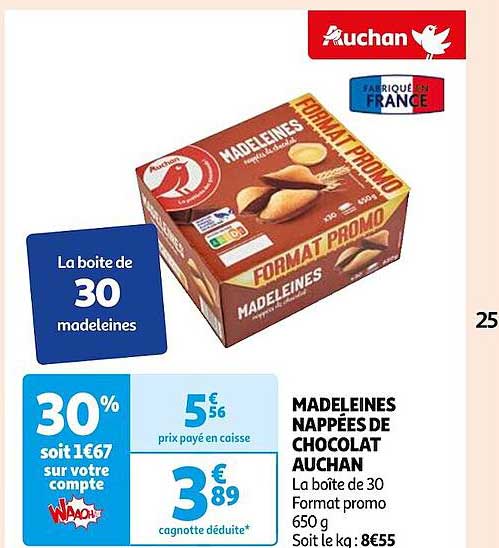 madeleines nappées de chocolat auchan