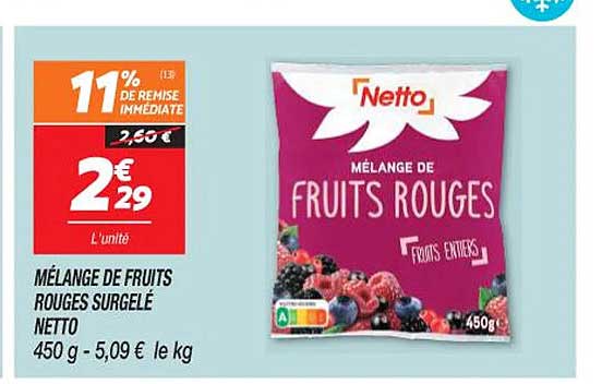 Mélange De Fruits Rouges Surgelé Netto
