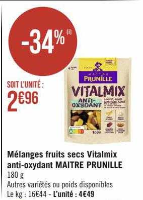 mélanges fruits secs vitalmix anti-oxydant maître prunille
