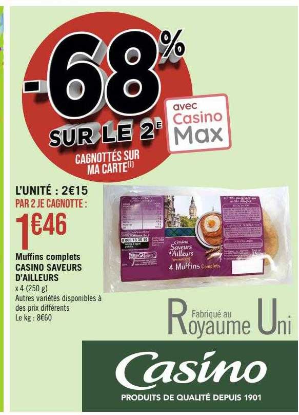 muffins complets casino saveurs d'ailleurs