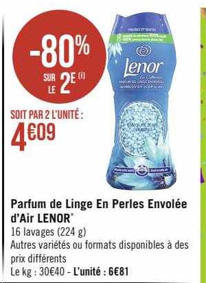 parfum de linge en perles envolée d'air lenor