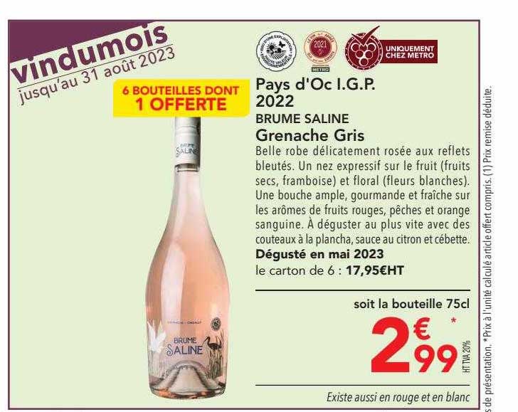 pays d'oc i.g.p. 2022 brume saline grenache gris