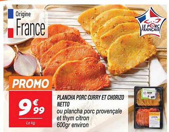 Plancha Porc Curry Et Chorizo Netto