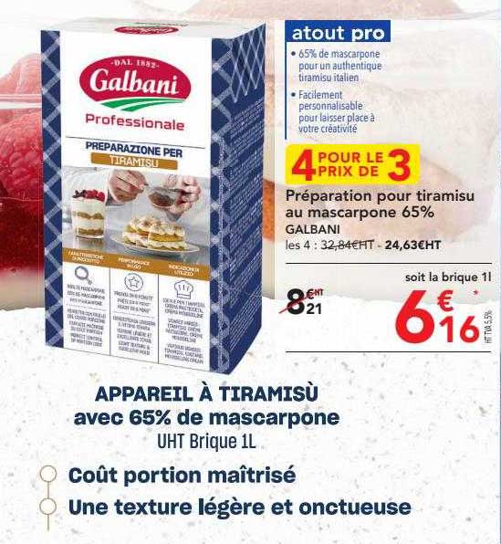Préparation Pour Tiramisu Au Mascarpone 65% Galbani
