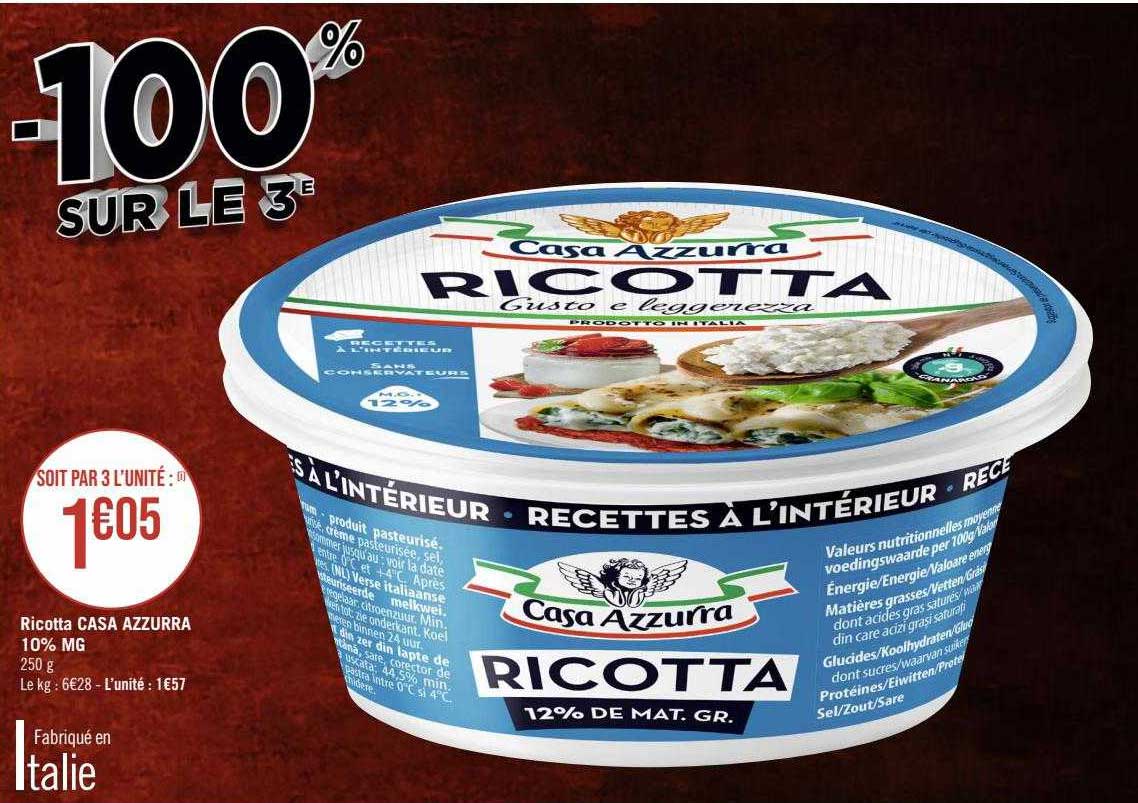 ricotta casa azzurra 10% mg