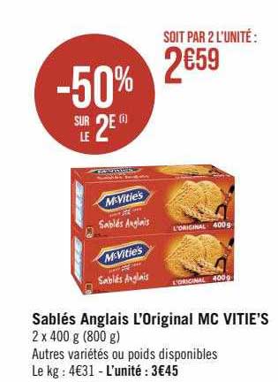 sablés anglais l'original mc vitie's