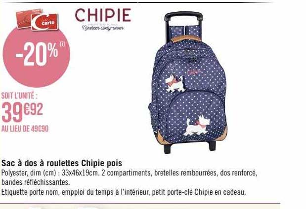 Sac à Dos à Roulettes Chipie Pois